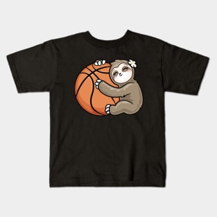 Cute Girl Sloth Basketball Kids T-Shirt